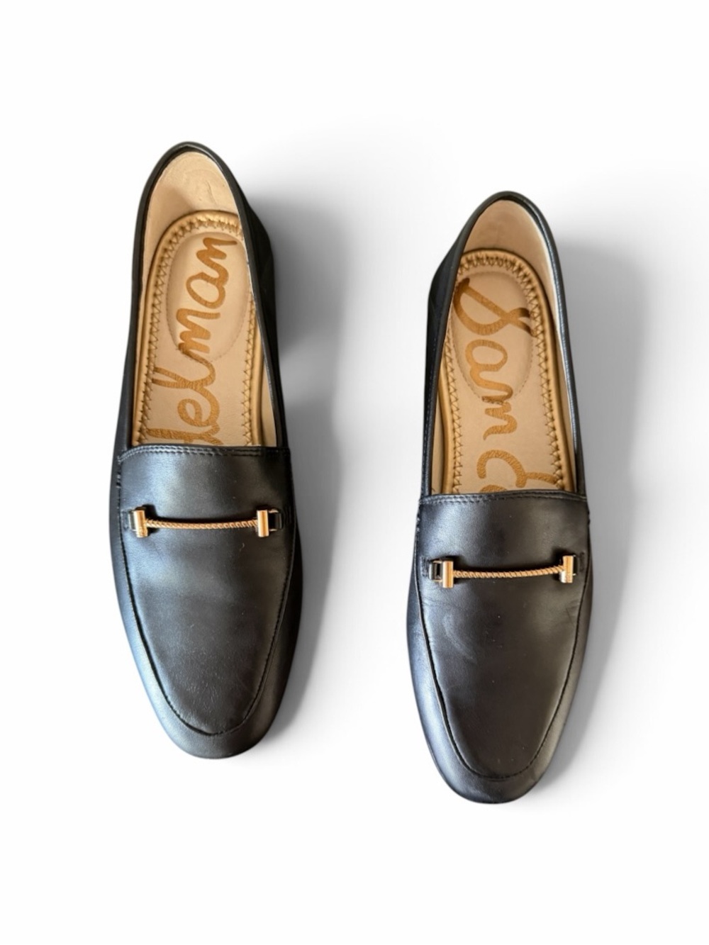 Sam Edelman Black Leather Gold Bit Loafers Lior US Women's Size 8.5